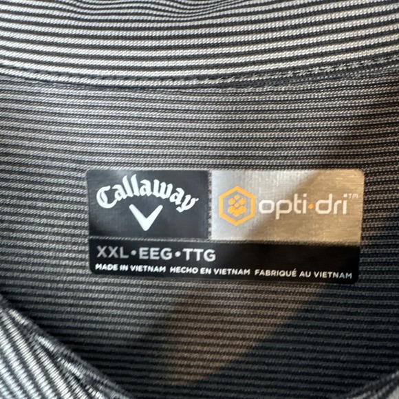Callaway Opti-Dri Golf Polo XXL Black Gray Stripe Performance Shirt - Picture 4 of 9